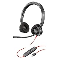 Poly Blackwire 3320 Wired Headset (Plantronics) – Flexible Microphone Boom – Hi-fi Stereo - Connect to PC/Mac via USB-C or USB-A - Works with Teams/Zoom - Amazon Exclusive