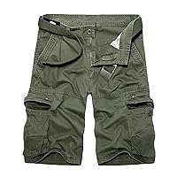 Men's Lightweight Casual Cargo Shorts Twill Zipper Pockets Outdoor Short Pants Cotton Military Army Short No Belt (ArmyGreen 1,38)