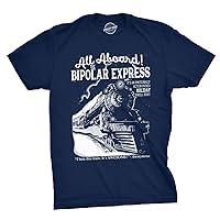 Mens All Aboard The Bipolar Express Tshirt Funny Family Holiday Tee