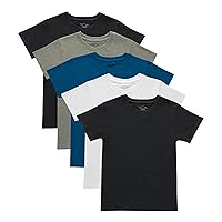 Hanes Boys Originals Crewneck Undershirts Pack, Stretch Cotton, Black & Assorted, 5-Pack