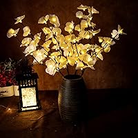 Christmas Wedding White LED Lighted Artificial Orchid Flowers Tree Branches Lights with Timer, Battery Operated, Flowers Lamp for Table Party Vases Centerpieces Living Room Bedroom (3pcs,60leds)