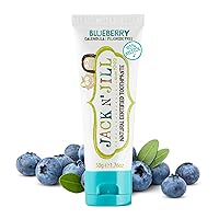 JACK N' JILL ... SINCE 1949 Natural Toothpaste for Babies/Toddlers- Safe if Swallowed, Xylitol, Fluoride Free, Organic Flavor, Makes Tooth Brushing Fun for Kids- Blueberry, 1.76 oz (Pack of 1)