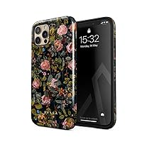 BURGA Phone Case Compatible with iPhone 12 PRO - Hybrid 2-Layer Hard Shell + Silicone Protective Case -Cherries Blossom Floral Print Pattern Vintage Flowers Peony - Scratch-Resistant Shockproof Cover