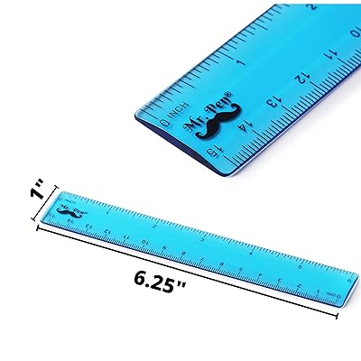 Mr. Pen-, 6 inch, 6 Pack, Assorted Colors. Clear, Rulers for School, with  Inches and Centimeters for Kids, Plastic, Small