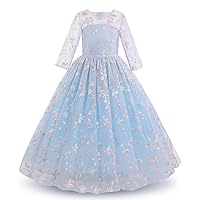 Flower Girl Lace Dress for Kids Wedding Bridesmaid Pageant Party Formal Maxi Gown Princess Communion Long Tulle Dresses