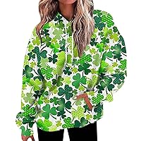 St Patricks Day Hoodies for Women - Fashionable and Casual Long Sleeve Shamrock Graphic Hooded Sweatshirts
