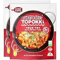 Chef Kim’s Sweet & Spicy Topokki - Iconic Korean Food Snack, Instant Tteokbokki Rice Cakes in a Savory Gochujang Sauce, Ready-to-Eat Meals, 8.4 Oz (Pack of 2)