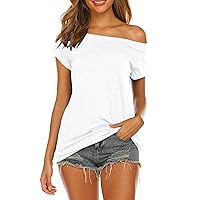 Halife Women's Off The Shoulder Tops Summer Casual Short Sleeve T Shirts