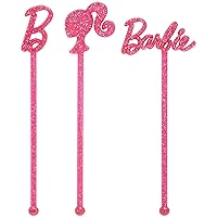 DecoPac Barbie Skewers For Cakes, Cupcakes, And More | 36 Pink Stir Sticks, Ideal For Birthday's, Parties And Celebrations. Personalize Your Baked Creations. Pack of 36