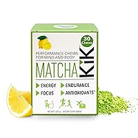 Matcha KiK Energy Chews - for Energy, Mental Focus, and Antioxidants. Healthy, Sport Chews with Premium Japanese Matcha Powder, D-Ribose and Green Tea Caffeine. 30 Servings.