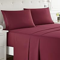 Nestl Queen Sheet Set - 4 Piece Bed Sheets for Queen Size Bed, Double Brushed Queen Size Sheets, Hotel Luxury Burgundy Red Sheets, Extra Soft Bedding Sheets & Pillowcases