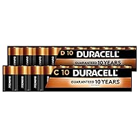 Duracell Coppertop C + D Batteries Combo Pack, 10 Count Each, C Battery and D Battery with Long-Lasting Power, Alkaline Battery - 20 Count Total