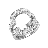 Round White Diamond Enhancer Double Guard Ring (2.07 ctw, Color I-J, Clarity I2-I3) in 925 Sterling Silver