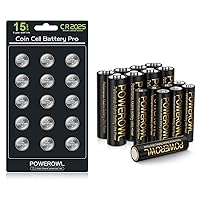 POWEROWL High-Capacity Alkaline AA AAA Batteries Combo 16 Pack & CR2025 Batteries 15 pcs