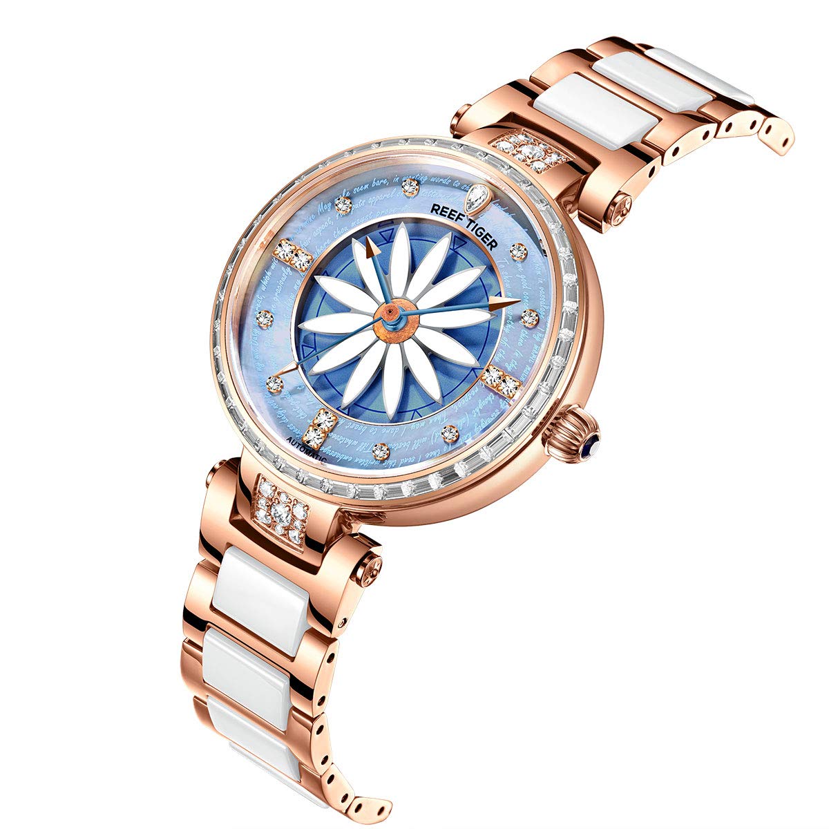 REEF TIGER Fashion Lily Ladies Automatic Watches for Women Diamonds Bezel RGA1599