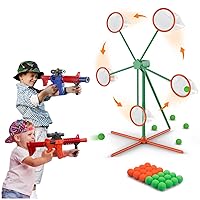 IFLOVE Shooting Outdoor Games Toys for Kids with 2pk Popper Air Toy Guns & Moving Target & 24 Foam Balls,Gift for Boys Age 5 6 7 8 9 10+ Years Old