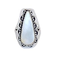 The Best Jewellery Mother of Pearl Ring, Silver Plated Ring, Handmade Ring, Women Jewelry, (Size- 8.50 USA) BRS-12220