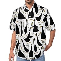 Funny Goose Mens Short Sleeve Shirts Casual Button Down Lapel T-Shirt Summer Beach Tee Tops