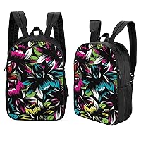 Abstract Floral Neon Flowers 17 Inches Double Side Laptop Backpack Lightweight Shoulder Bag Travel Daypack