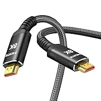 Snowkids 8K HDMI Cable 2.1 25FT/7.6M 48Gbps, Long Ultra 48Gbps High Speed 3D 8K60 4K120 144Hz Braided HDMI Cord eARC HDR10 HDCP 2.2&2.3 Compatible with Roku TV/PS5/HDTV/Blu-ray