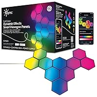 CYNC Dynamic Effects Indoor LED Hexagon Lights with Music Sync, Wall Lights, Room Décor Aesthetic Color Changing Lights, WiFi Smart LED Lights, Works with Amazon Alexa and Google, 10 Panels