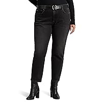 LAUREN Ralph Lauren Women's Plus Size Relaxed Tapered Ankle Jeans in Empire Black