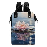 Lotus Flower Diaper Bag for Women Large Capacity Daypack Waterproof Mommy Bag Travel Laptop Backpack