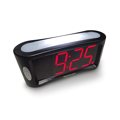 Digital Alarm Clock - Outlet Powered, No Frills Simple Operation, Large Night Light, Alarm, Snooze, Full Range Brightness Dimmer, Big Red LED Digit Display, Black
