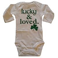 Baby Boys/Girls Lucky and Loved Irish Shamrock Long-sleeved One-piece Romper Bodysuit White