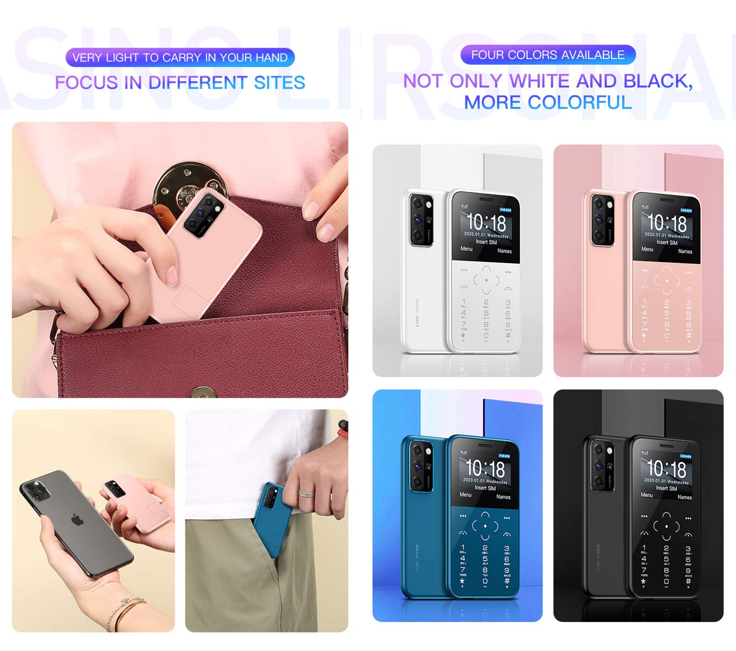 Tuanzi SOYES S10P Mini Card Phone Unlocked 2G GSM Quad Band Mini Mobile Phones 400mAh 1.54 