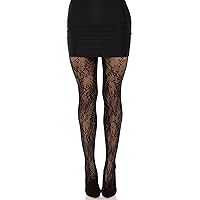 Leg Avenue Women’s Garden Rose Lace Tightss, O/S, BLACK