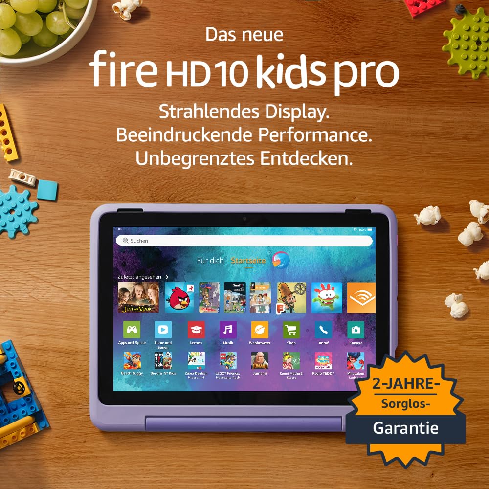 Das neue Fire HD 10 Kids Pro-Tablet – für Kinder ab dem Grundschulalter | Mit 10-Zoll-Display, langer Akkulaufzeit, Kindersicherung und dünner Hülle | Version 2023, 32 GB, Happy-Day-Design