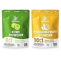 Freeze-Dried Exotic Fruit Powder Bundle: 3.5oz Kiwi & 7oz Passion Fruit Powders - Unsweetened Flavoring for Baking, Smoothies, Cooking, Supplements & More!