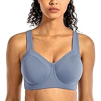 SYROKAN High Impact Sports Bras for Women High Support Unlined Underwire Racerback No Uniboob Workout Bra
