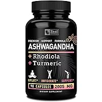 Ashwagandha Complex - Organic Ashwagandha Root Powder + Rhodiola Rosea + Turmeric - Premium Support Formula - Ashwagandha Capsules Supplement