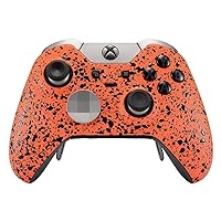 eXtremeRate Textured Orange Faceplate Cover, 3D Splashing Front Housing Shell Case, Comfortable Non-Slip Replacement Kit for Xbox One Elite Controller Model 1698 - Controller NOT Included