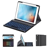 OYEEICE iPad 6th Generation Case with Keyboard 9.7 inch - Detachable Backlit Keyboard, Smart Folio Cover with Pencil Holder for iPad 6th/5th Gen & iPad Air 2nd Generation - Black