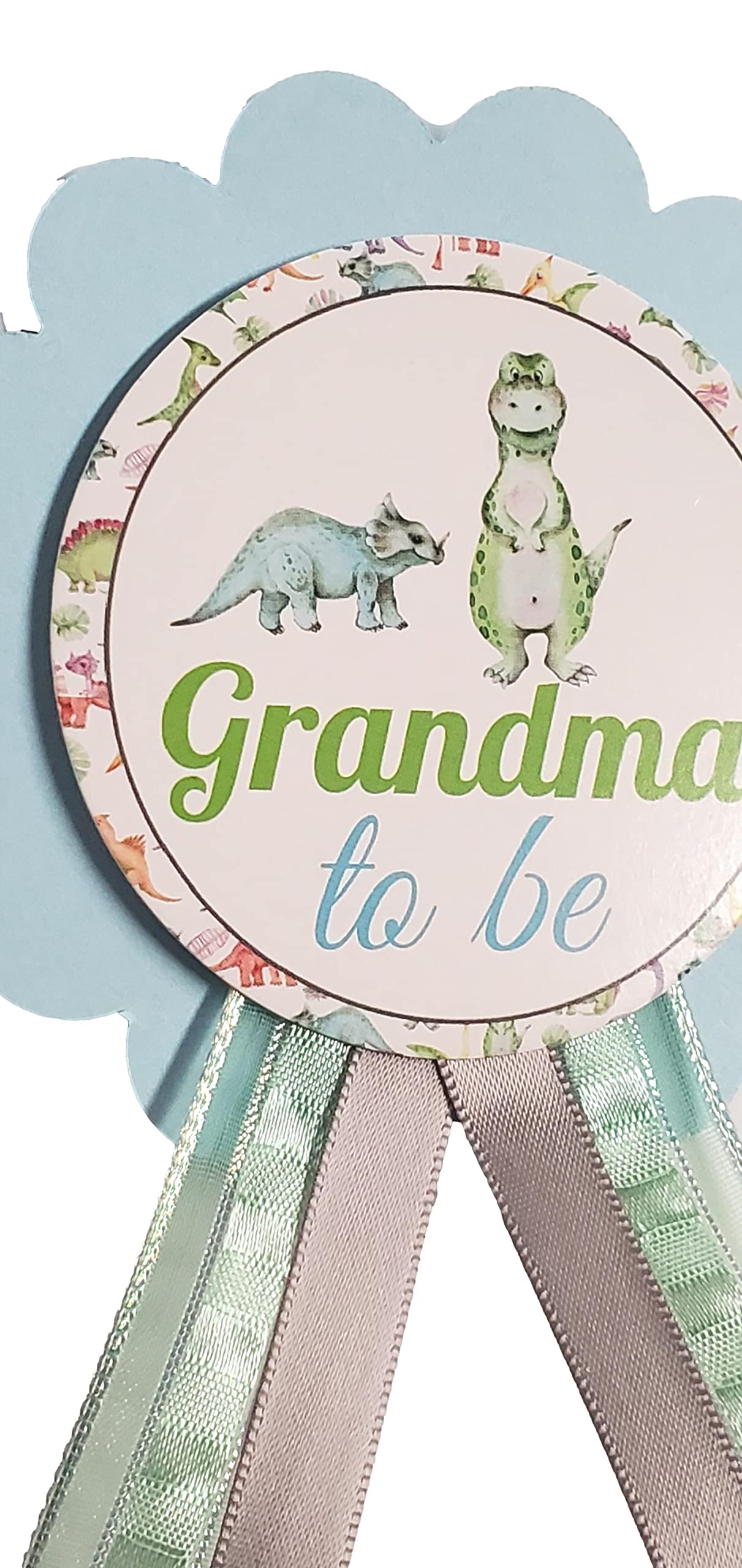 Grandma to Be Pin Dinosaur Baby Shower Pin for Nona to wear, Blue & Green, It's a Boy Baby Sprinkle Tyrannosaurus Decorations Badge Button