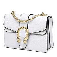 MYHOZEE Crossbody Bags for Women - Snake Printed Clutch Purses Leather Chain Shoulder Bags Evening Handbags