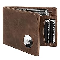 AirTag Wallet - Minimalist Front Pocket Mens Wallet for Apple Air Tag, Full Grain Leather, Bifold RFID Blocking Air Tag Wallets for Men up to 12 Cards Gifts for Him (Air Tag Not included)