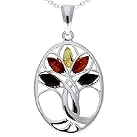 Genuine Baltic Amber & Sterling Silver Tree of Life Pendant without Chain - GL364