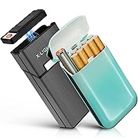 X-LIGHTER XL079+XL606 Cigarette Case for 100s King Size, with Electric Rechargeable Lighter, Smell-Proof, Gift for Women & Men