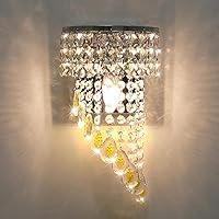 Clear Cone Crystal Wall Lamp Fixture Modern K9 Crystal Mirror Stainless Steel Wall Lights Wall Sconce Lighting for Hallway Bedroom Bedside Living Room, Bulbs Not Included