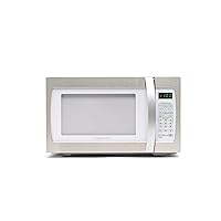 Farberware Countertop Microwave 1100 Watts, 1.3 cu ft - Smart Sensor Microwave Oven With LED Lighting and Child Lock - Perfect for Apartments and Dorms - Easy Clean Retro White, Platinum