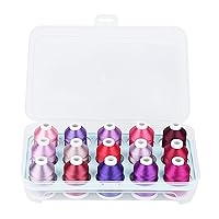 Simthread Machine Embroidery Thread with Storage Box Polyester 20 Options 15 Spools Set for Embroidery Sewing Machine (Purple)