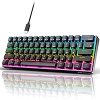 RK ROYAL KLUDGE RK61 Wired 60% Mechanical Gaming Keyboard Programmable QMK/VIA RGB Backlit 61 Keys Ultra-Compact Hot Swappable Red Switch Black
