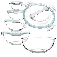 0.5L,1L,2L,3.5L Mixing Space Saving Nesting Bowls Easy Grips Glass Salad Bowls for Meal Prep Luvan Glass Mixing Bowls with Lids Set of 4 Baking 