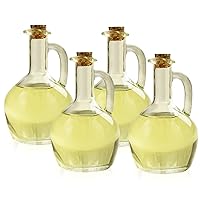 Set of 4 Oil Bottles 12Oz Oil Dispenser – Glass Cruet Bottles with Cork Ideal for Syrup, Dressing, Vinegar – Elegant and Modern Olive Oil Dispenser Spout