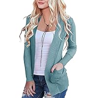 MEROKEETY Women's Open Front Casual Knit Cardigan Classic Long Sleeve Sweater Coat