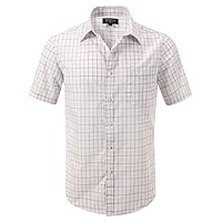 Men's Slim-Fit Plaid Oxford Short Sleeve Shirt